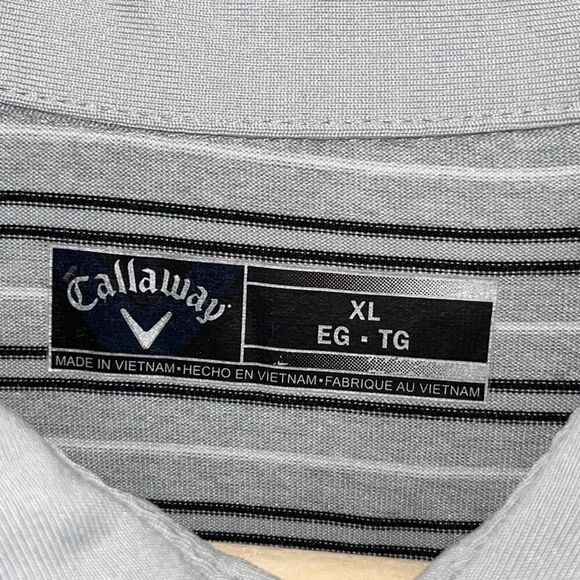Callaway Mens Striped Three Button Placket Short Sleeve Golf Polo Shirt Gray XL - Picture 5 of 8